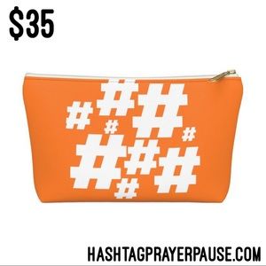 #PrayerPause Orange Cat Accessory Pouch w T-bottom